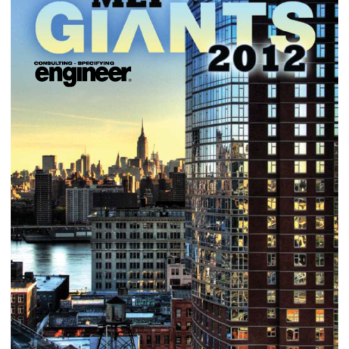 Cover image of a high-rise building in the sunset to represent MEP Design Firm, Jordan & Skala Engineers, recognized on the 2012 MEP Giants list.