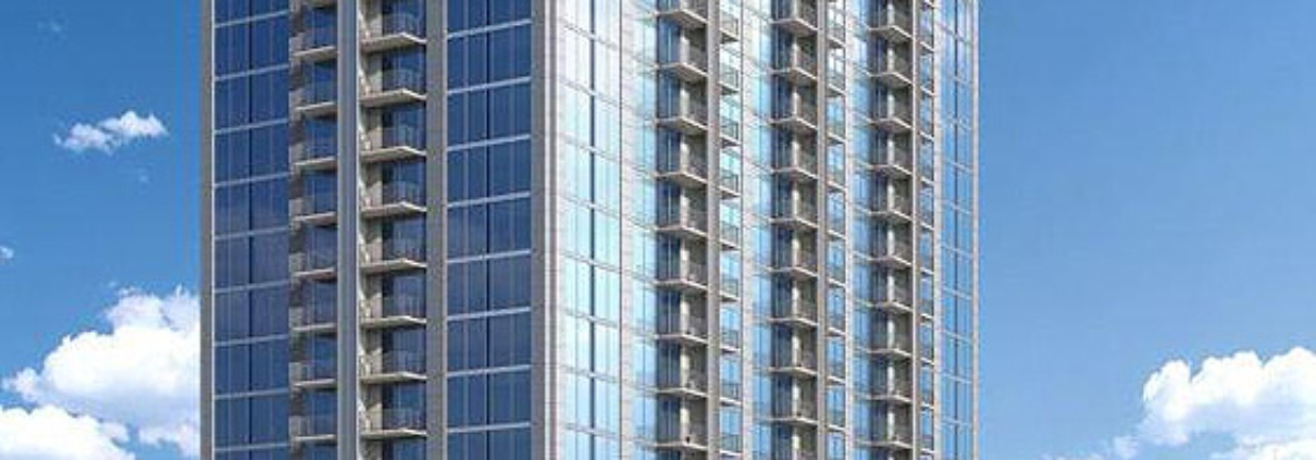 Image of Skyhouse, a new Midtown high-rise residential building in Atlanta in which Jordan & Skala Engineers designed the MEP systems for.