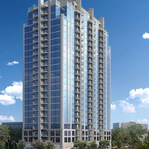 Image of Skyhouse, a new Midtown high-rise residential building in Atlanta in which Jordan & Skala Engineers designed the MEP systems for.