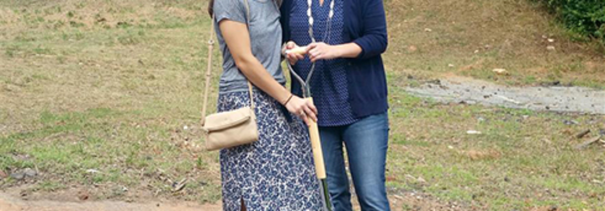 Image of Marg Grace Milam and Michelle King on a construction site visit during Mary Grace's summer intership at Jordan & Skala